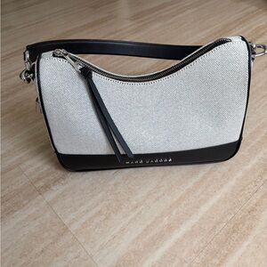 Marc Jacobs White Canvas Shoulder Bag with Black Trim